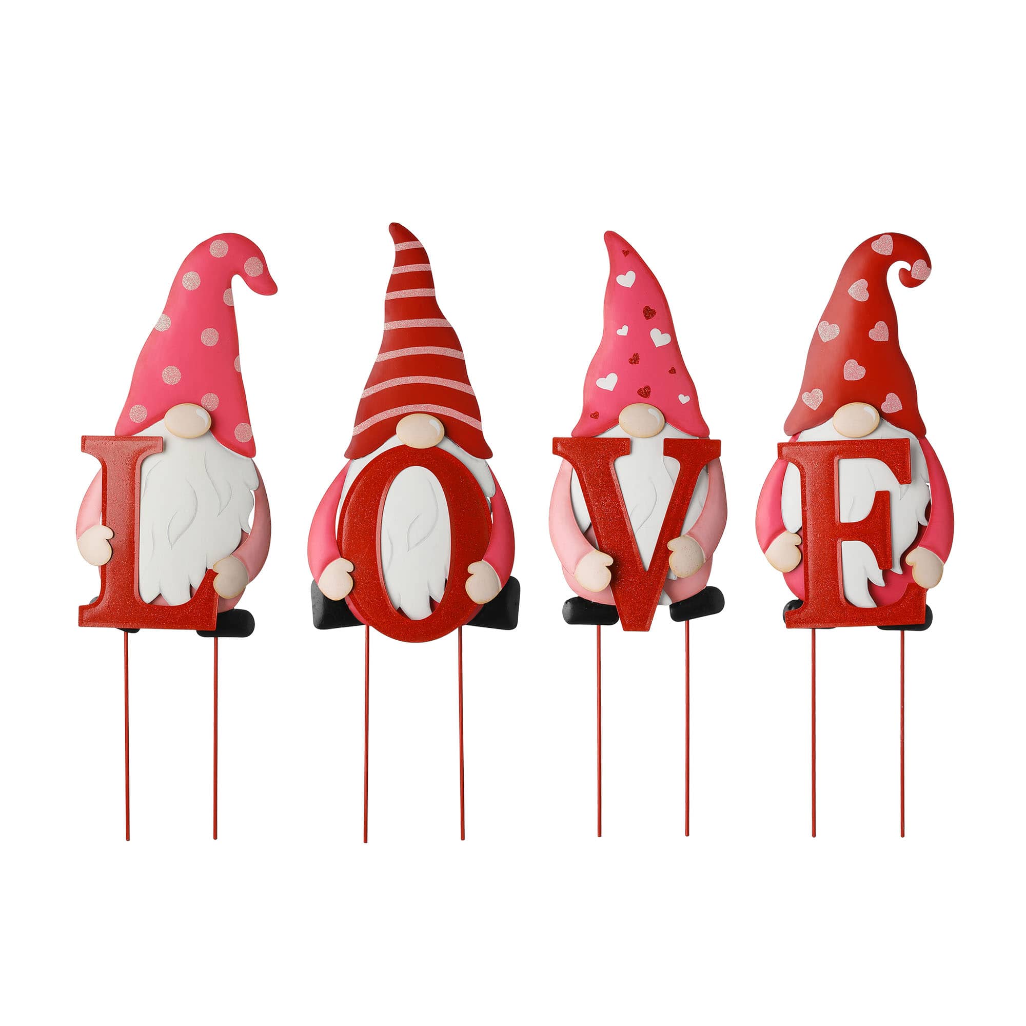 Glitzhome® 24" Metal Valentine's LOVE Gnome Yard Stake & Hanging Sign